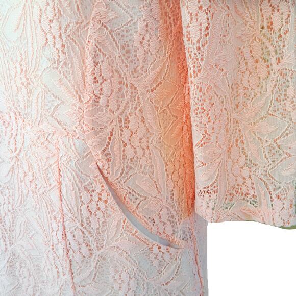 Anthropologie Maeve Lefkara Lace Dress Size Medium Blush 3/4 Sleeve - Picture 7 of 8